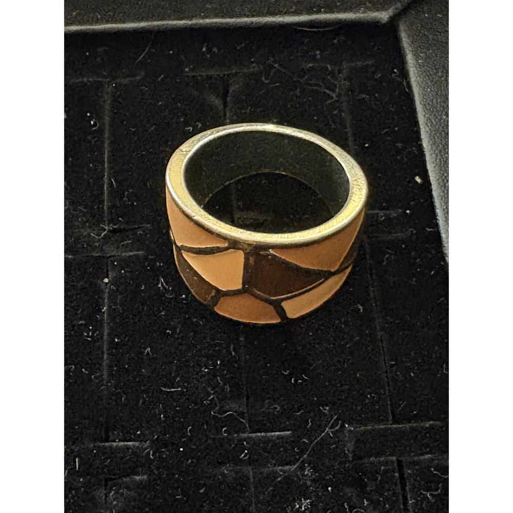 Arcana Jewelry "Terra Geometrica" Band — Size 7 —Hand-Enameled Brass Mosaic Ring - Picture 6 of 6